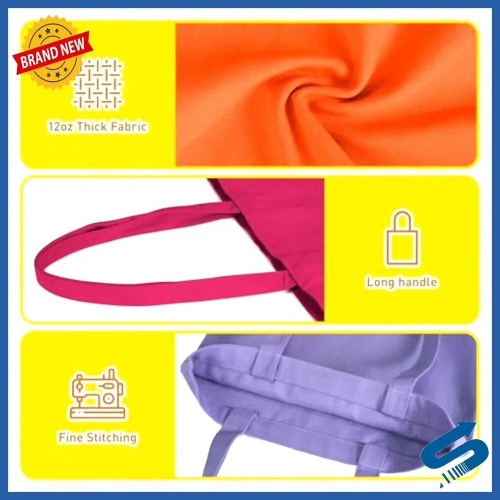 Heavy Duty Canvas Tote Bag Bulk Pack Reusable Blank Cloth Bags for Crafts